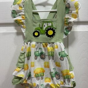 Green Tractor Baby Romper 3-6 month